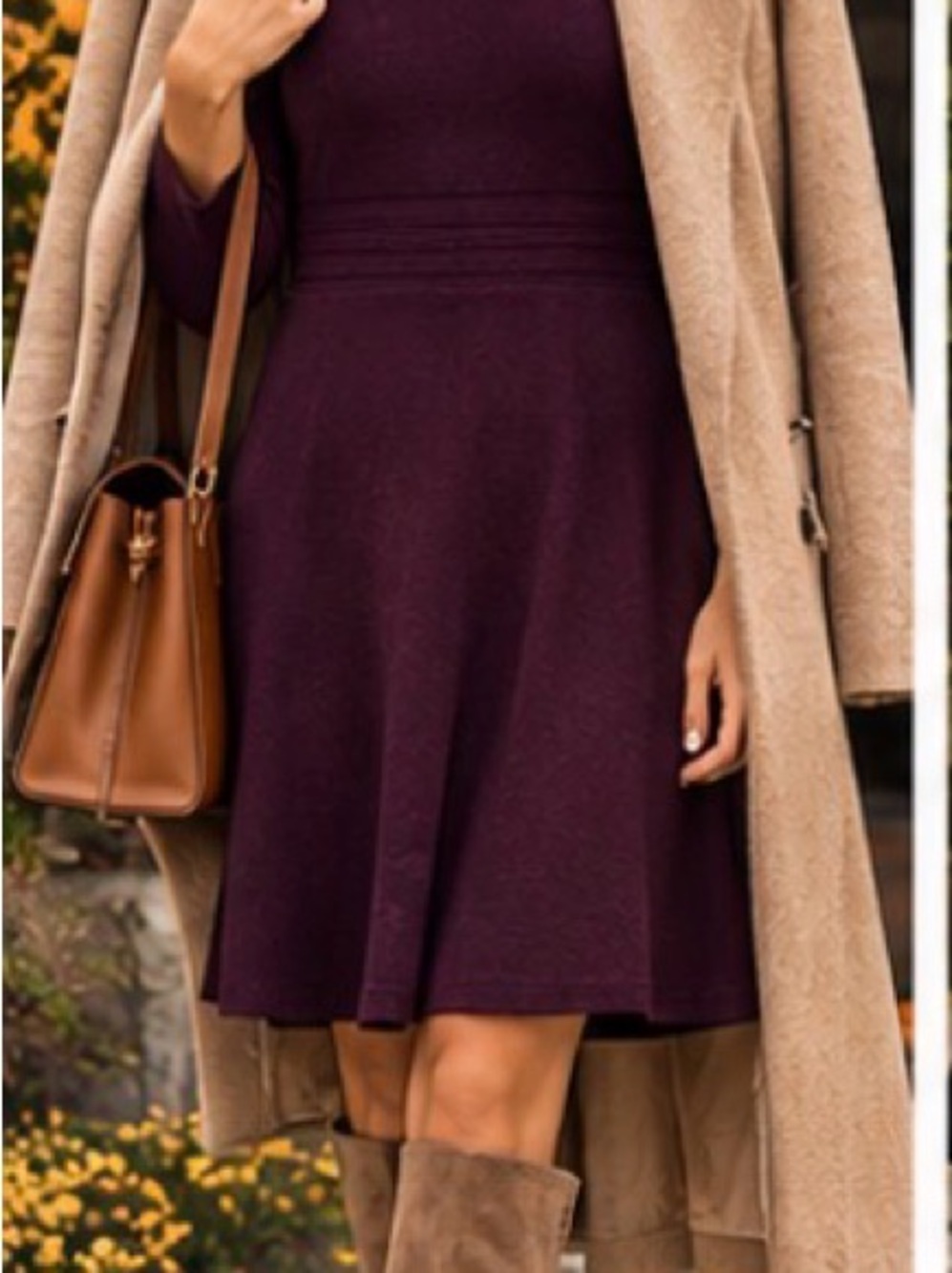 Plum Fit and Flare Sweater Dress